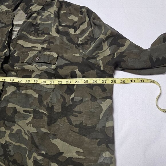 Women's Camouflage Camo Button Down Blouse Shirt Top Sheer Size 3X - Picture 5 of 6